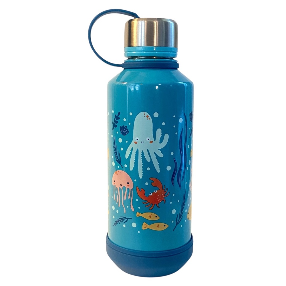 Ocean Life 16 oz Stainless Steel Double Walled Water Bottle Sea Octopus Fish NEW